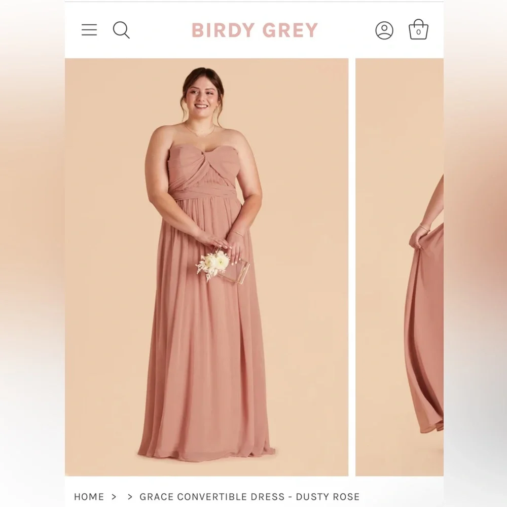 CHIFFON DUSTY ROSE - GRACE CONVERTIBLE DRESS - Picture 2 of 3